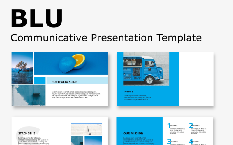 Blu - Kommunikative Präsentation PowerPoint-Vorlage
