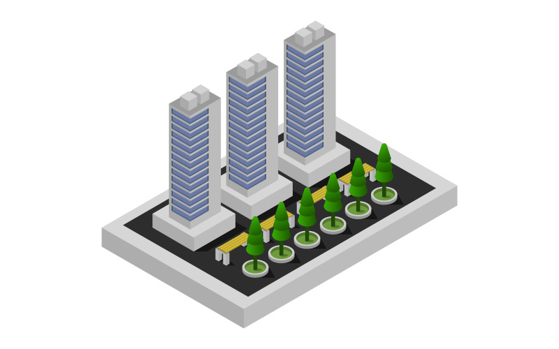 Download Vector "Isometric City - Vector Image" / Isometric City - Vector Image - Vector на тему графика illustration,urban,environment,nature,set,architecture,vector,perspective,street,house,concept,city,skyscraper,downtown,estate,isometric,town,3d,megalopolis,fence