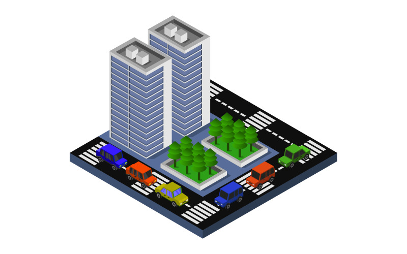 Download Vector "Isometric City - Vector Image" / Isometric City - Vector Image - Vector на тему графика illustration,urban,environment,nature,set,architecture,vector,perspective,street,house,concept,city,skyscraper,downtown,estate,isometric,town,3d,megalopolis,fence