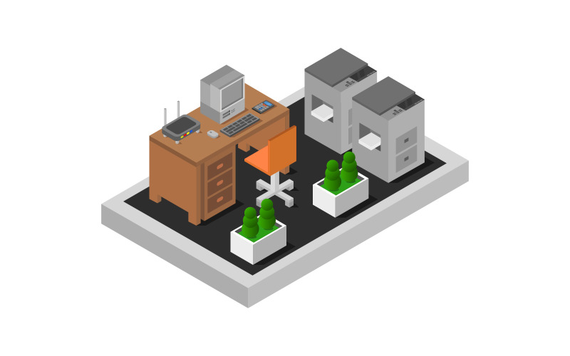 Download Vector "Isometric Office Desk - Vector Image" / Isometric Office Desk - Vector Image - Vector на тему графика workplace,illustration,business,table,vector,design,desktop,computer,interior,desk,isometric,work,office,home,3d,chair,graphic,modern,concept,background