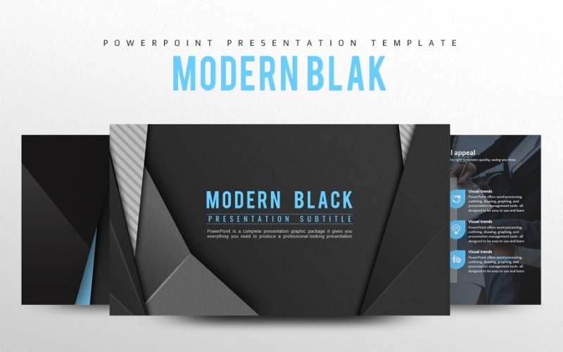 Modern Siyah PowerPoint şablonu