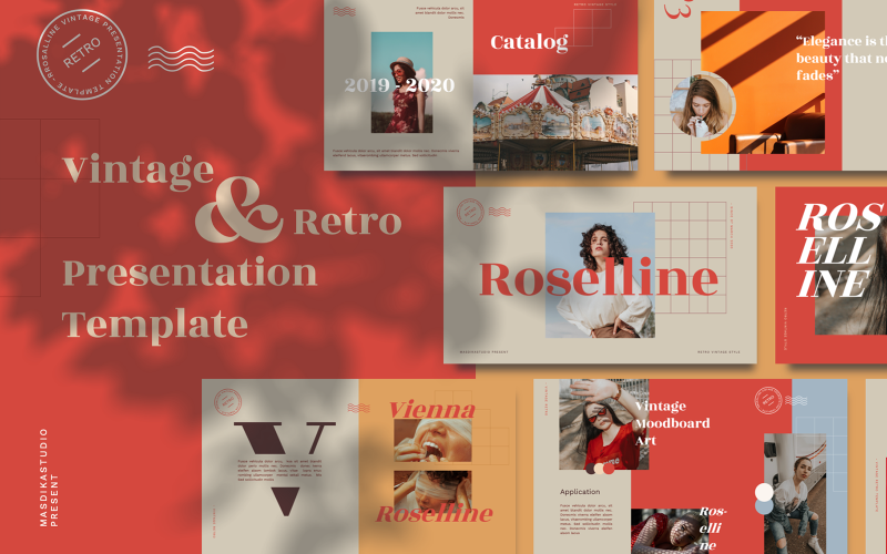 Roselline-复古怀旧PowerPoint模板