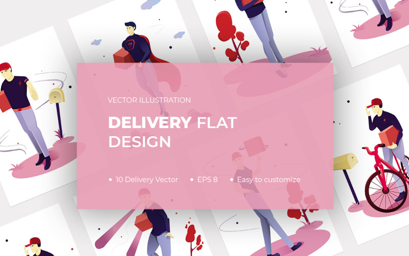 Download Иллюстрация "Delivery Vector Set - Illustration" / Delivery Vector Set - Illustration - Иллюстрация на тему графика delivery,character,cartoon,illustration,man,vector,courier,box,isolated,service,male,person,package,design,flat,job,parcel,set,business,happy,people,transportation,worker,guy,uniform,deliver,