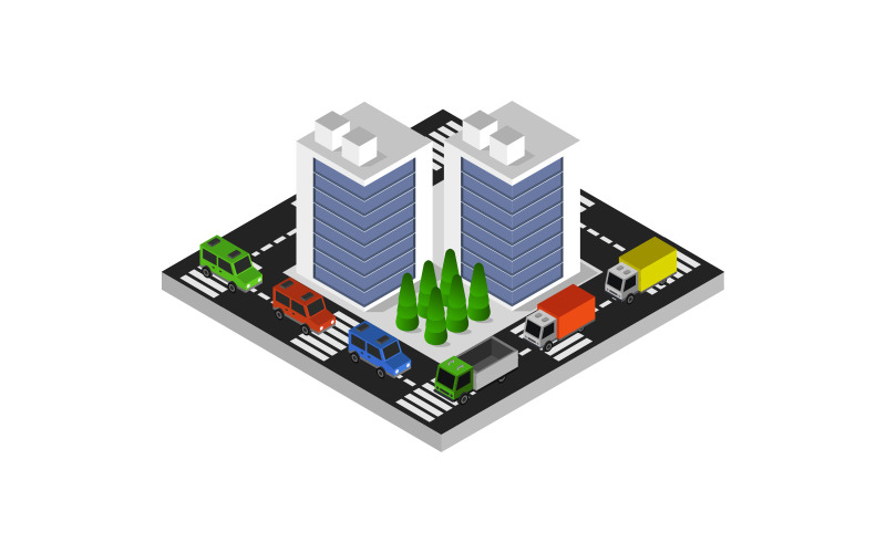 Download Vector "Isometric City Illustrated on a White Background - Vector Image" / Isometric City Illustrated on a White Background - Vector Image - Vector на тему графика illustration,urban,environment,nature,set,architecture,vector,perspective,street,house,concept,city,skyscraper,downtown,estate,isometric,town,3d,megalopolis,fence