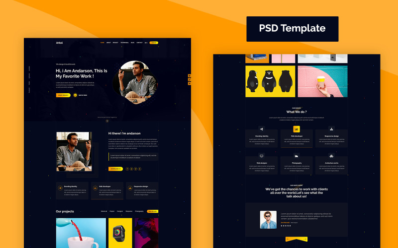 Download PSD шаблон "Arkol-Portfolio PSD Template" / Arkol-Portfolio PSD Template - PSD шаблон на тему веб-дизайн blog,cv,clean,minimal,modern,multipurpose,photography,portfolioundefined