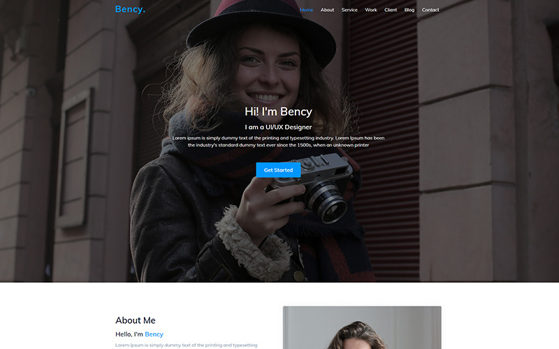 Bency - Açılış Sayfası Kişisel Portföy Web Sitesi Şablonu