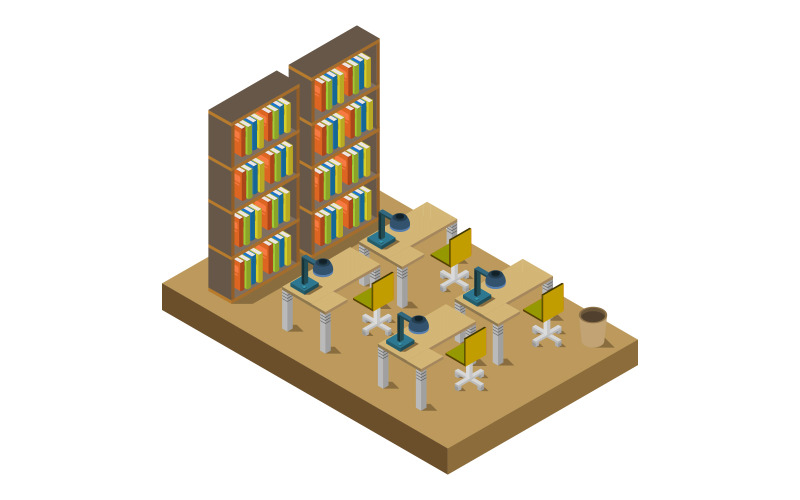 Isometrische bibliotheek op achtergrond - Vector afbeelding