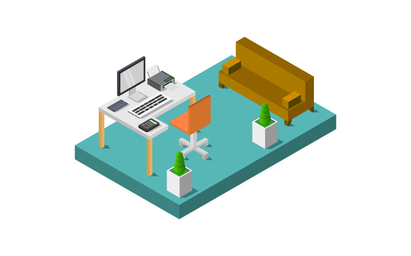 Download Vector "Isometric office desk - Vector Image" / Isometric office desk - Vector Image - Vector на тему графика workplace,illustration,business,table,vector,design,desktop,computer,interior,desk,isometric,work,office,home,3d,chair,graphic,modern,concept,background