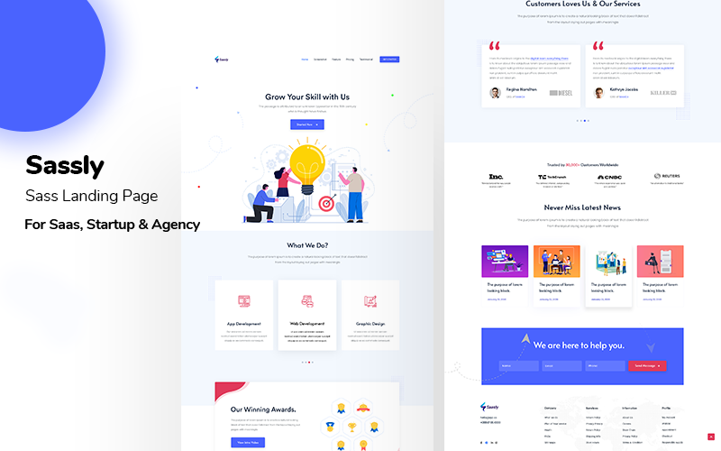 Download PSD шаблон "Sassly - Digital Agency Landing Page PSD Template" / Sassly - Digital Agency Landing Page PSD Template - PSD шаблон на тему графика agency,psd,app,design,stuio,digital,hosting,marketing,multipurpose,saas,software,startup,technology