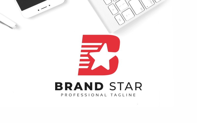 Download Шаблон логотипа "Brand Star B Letter Logo Template" / Brand Star B Letter Logo Template - Шаблон логотипа на тему графика b,brand,branding,corporate,gray,grey,identity,letter,logo,logotype,professional,red,star,vector,visual,white