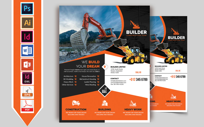 Download Фирменный стиль "Construction Flyer Vol-02 - Corporate Identity Template" / Construction Flyer Vol-02 - Corporate Identity Template - Фирменный стиль construction,bulding,builders,construct,flyer,road,heavy,machinery,poster,print,template,psd,ai,pdf,word,powerpoint,idml