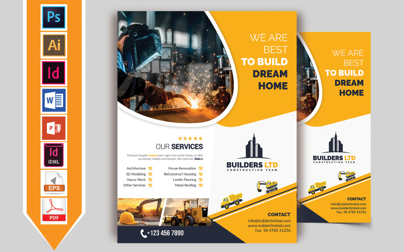Download Фирменный стиль "Construction Flyer Vol-06 - Corporate Identity Template" / Construction Flyer Vol-06 - Corporate Identity Template - Фирменный стиль construction,bulding,builders,construct,flyer,road,heavy,machinery,poster,print,template,psd,ai,pdf,word,powerpoint,idml