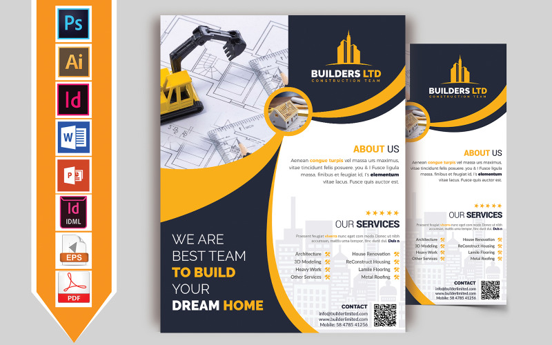 Download Фирменный стиль "Construction Flyer Vol-07 - Corporate Identity Template" / Construction Flyer Vol-07 - Corporate Identity Template - Фирменный стиль construction,bulding,builders,construct,flyer,road,heavy,machinery,poster,print,template,psd,ai,pdf,word,powerpoint,idml