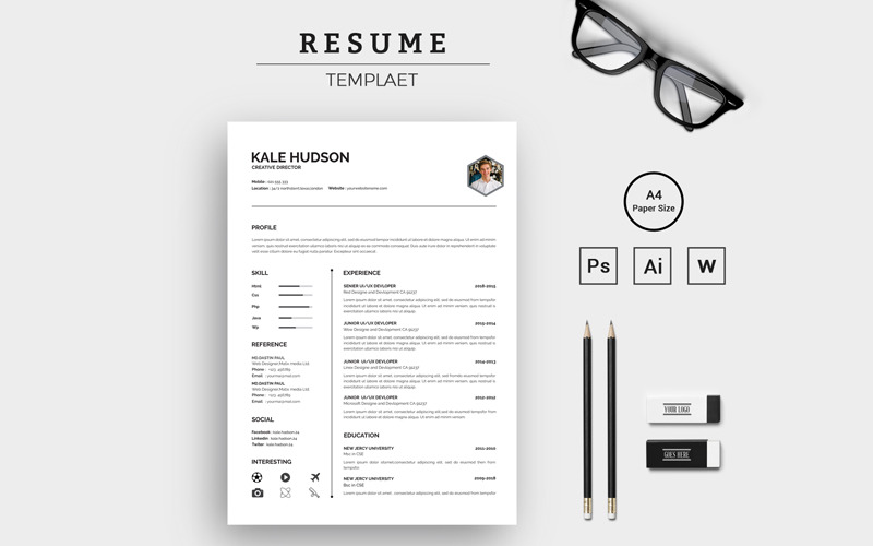 Download Резюме "Creative Minimalist Resume Template" / Creative Minimalist Resume Template - Резюме на тему графика 2page,3page,a4,clean,cv,design,elegant,elegantresume,female,femaleresume,feminine,infographic,letter,minimalist,modern,modernresume,portfolio,professional,resume,resumecv