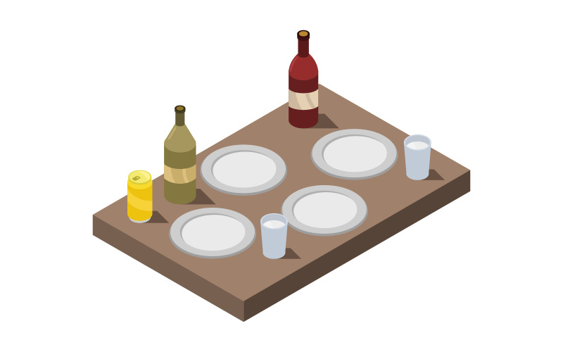 Isometric kitchen table - Vector Image