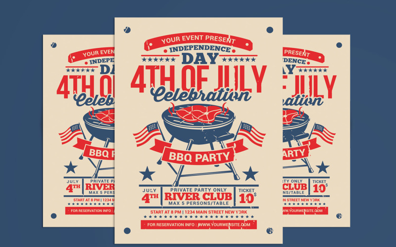 4 juli BBQ-feestviering - huisstijlsjabloon