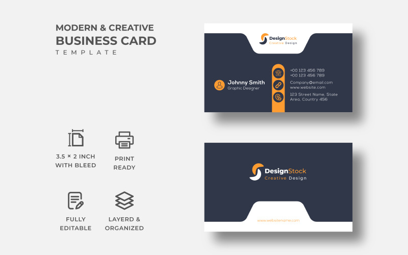 Современная и креативная визитка - шаблон фирменного стиля