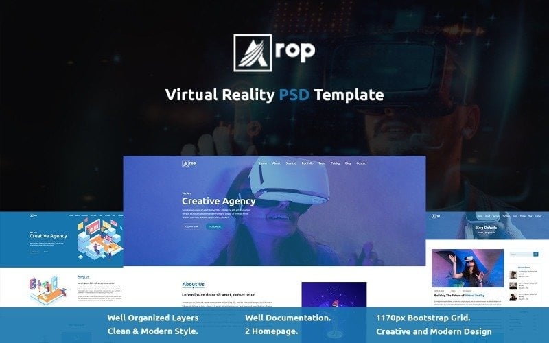 A-rop - PSD шаблон виртуальной реальности