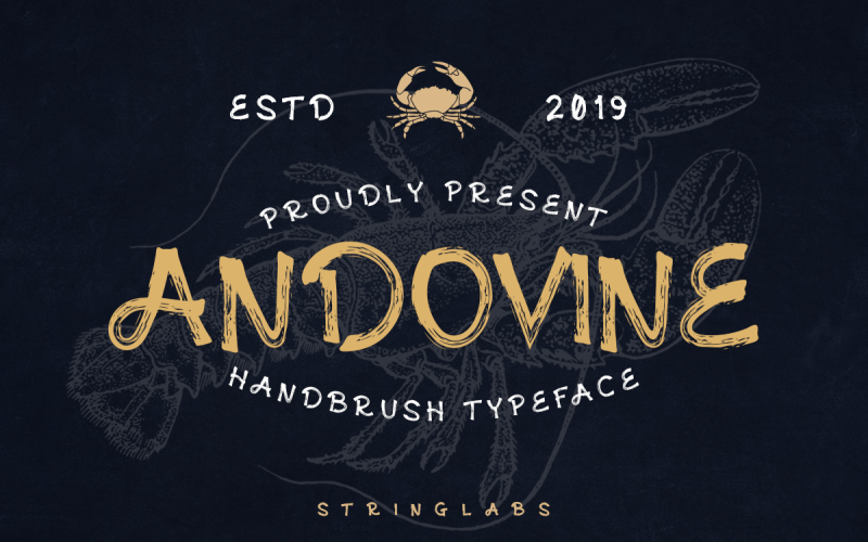 Download Шрифт "Andovine - Handbrush Typeface Font" / Andovine - Handbrush Typeface Font - Шрифт на тему графика handbrush,textured,handlettered,logotype,signature,script,casual,display,authentic,bestseller,brushpen,lettering,elegant,classy,handwritten
