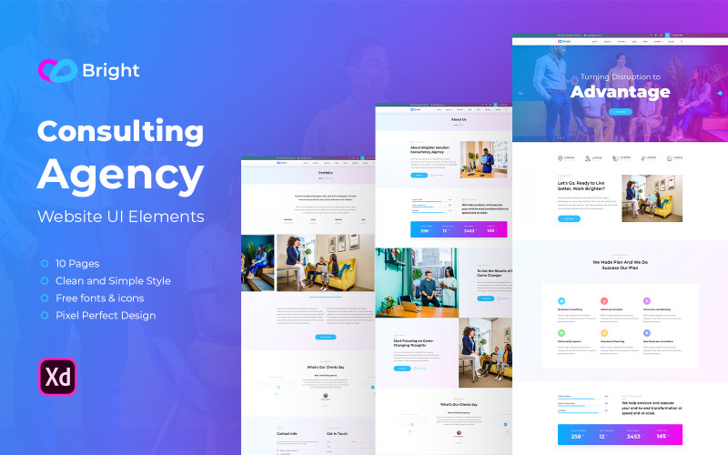 Bright - Consulting Agency webbplats UI Elements
