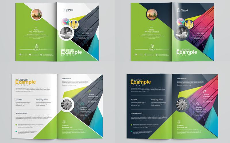 Download Фирменный стиль "Dark Cover Version Bi-Fold Brochure - Corporate Identity Template" / Dark Cover Version Bi-Fold Brochure - Corporate Identity Template - Фирменный стиль на тему графика brochure,bi-fold,both,side,design,business,card,creative,designer,flyer,graphic,green,landscape,logo,magagine,modern,official,print,professional,simple