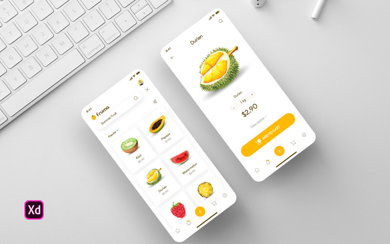 Fruma - prvky uživatelského rozhraní aplikace pro elektronický obchod s ovocem