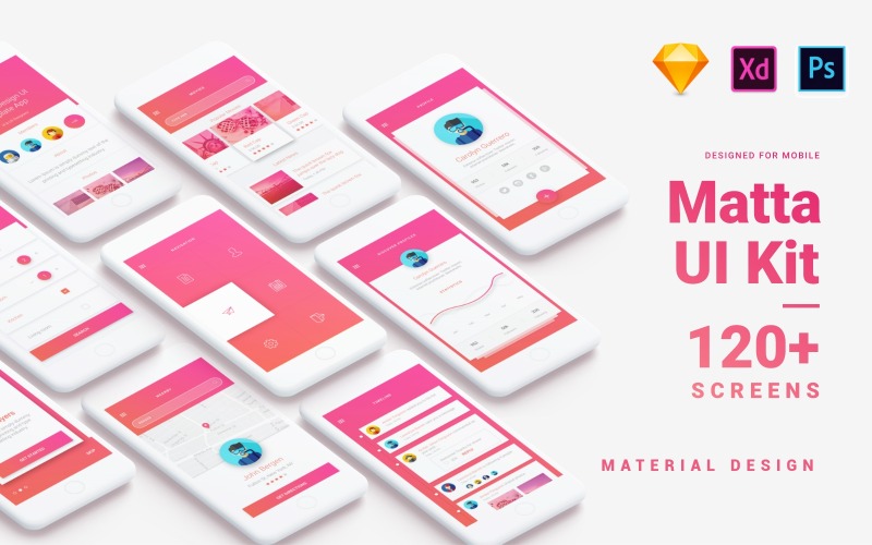Material Design Mobile UI Kit für Sketch, Adobe Xd und Adobe Photoshop