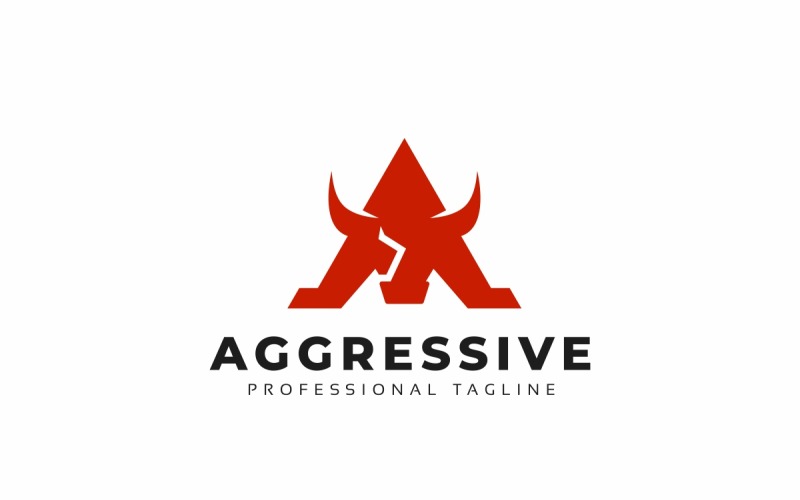 Plantilla de logotipo de toro agresivo