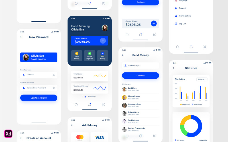 Qpay - elementy interfejsu użytkownika aplikacji do szybkich płatności
