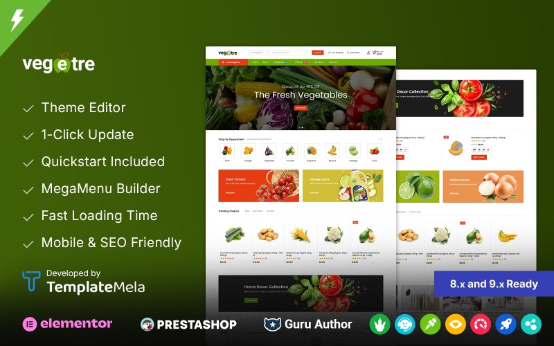 Vegetre - Tema de PrestaShop para Tienda de verduras y abarrotes