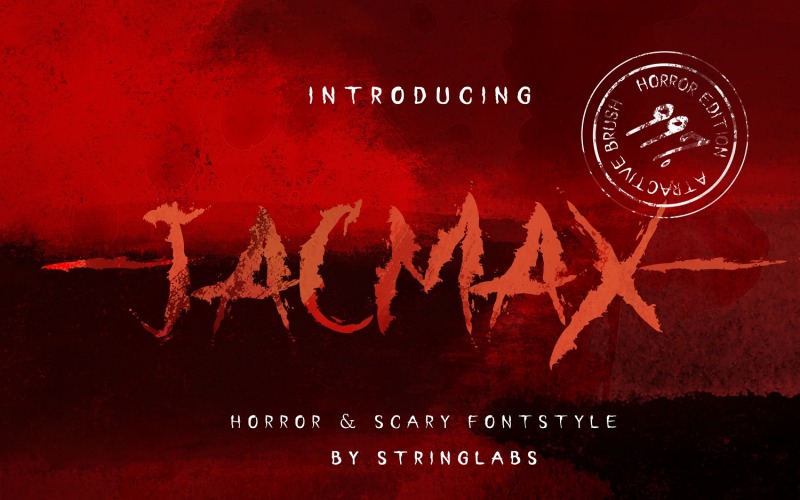 Download Шрифт "Jacmax - Horror Font" / Jacmax - Horror Font - Шрифт на тему графика horror,blood,brush,hardcore,scream,screamo,scary,creepy,font,decorative,wolf,halloween,rock,metal,display