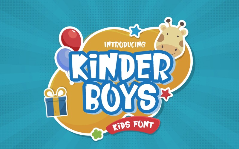 Download Шрифт "Kinder Boys - Playful Font" / Kinder Boys - Playful Font - Шрифт на тему графика decorative,kid,children,cartoon,cute,comic,display,playful,fun,kindergarten,game,preschool,kidos,playground