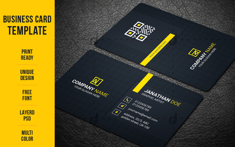 Download Фирменный стиль "Minimal Style Business Card - Corporate Identity Template" / Minimal Style Business Card - Corporate Identity Template - Фирменный стиль на тему графика minimal,attractive,awesome,beautiful,black,both,side,design,business,card,corporate,creative,modern,multiple,name,print,yellow,simple,standard,white