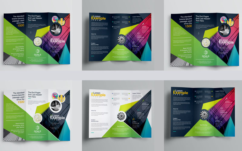 Brochure en trois volets de couleur foncée - Modèle d'identité d'entreprise