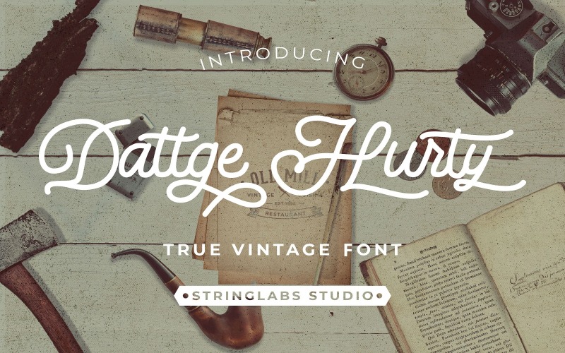 Dattge Hurty - Monoline Retro cursief lettertype