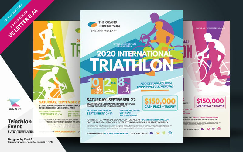 Flyer d'événement de triathlon - Modèle d'identité d'entreprise