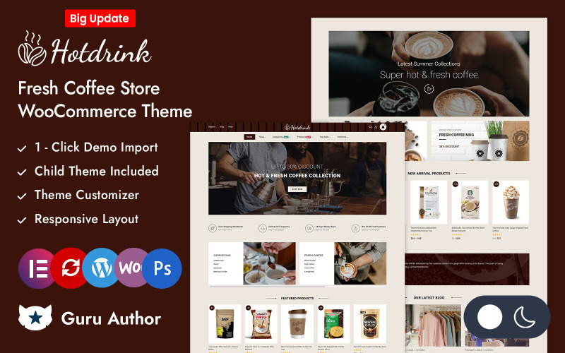 Hotdrink - Coffee Shop & Cafe Store Elementor WooCommerce Responsief thema