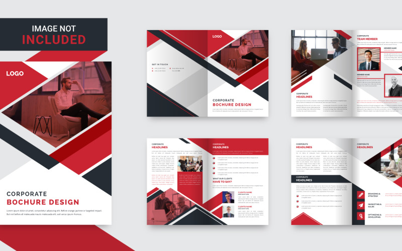 Download Фирменный стиль "Modern 08 Pages Bifold Brochure - Corporate Identity Template" / Modern 08 Pages Bifold Brochure - Corporate Identity Template - Фирменный стиль на тему графика brochure,design,corporate,modern,bifold,brand,identity,multipages,08,page,company,catalog,booklet,template,print,layout,red,presentation,annual,report