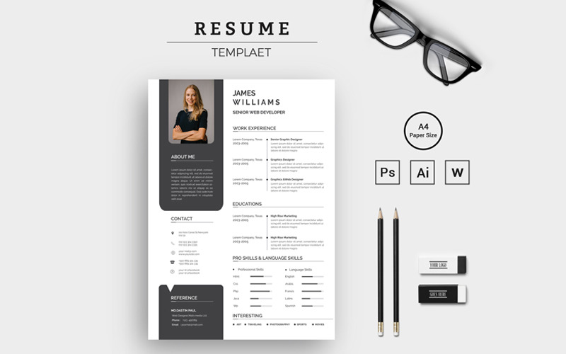 Download Резюме "Remarkable Jeams Resume Template" / Remarkable Jeams Resume Template - Резюме на тему графика 2pageresume,cleanresume,coverletter,creative,cv,cvtemplate,design,document,infographic,microsoftword,minimalist,modernresume,photoshop,portfolio,professional,psd,word,resume