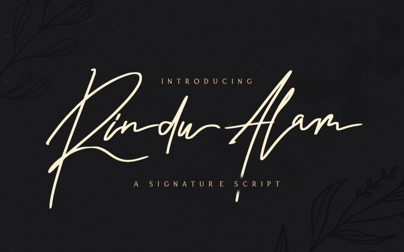 Rindu Alam - Handtekening cursief lettertype