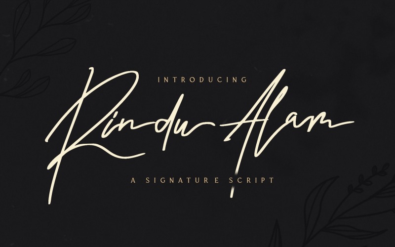 Download Шрифт "Rindu Alam - Signature Cursive Font" / Rindu Alam - Signature Cursive Font - Шрифт на тему графика calligraphy,handlettering,handwritten,logotype,signature,luxury,modern,feminime,classy,stylish,casual,handdrawn,elegant,ligature,whimsical