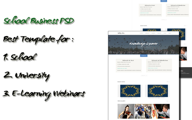 Download PSD шаблон "SchoolBusiness-WPcompatible PSD Template" / SchoolBusiness-WPcompatible PSD Template - PSD шаблон на тему бизнес и услуги e-learning,schoolbusiness,hishamelreedy,elearningpsd