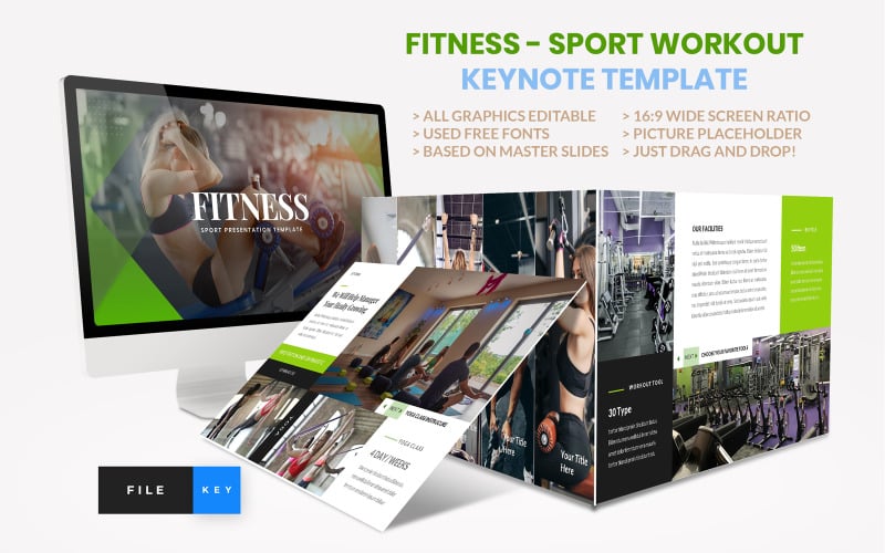 Спорт - Фитнес Бизнес Тренировки - Шаблон Keynote