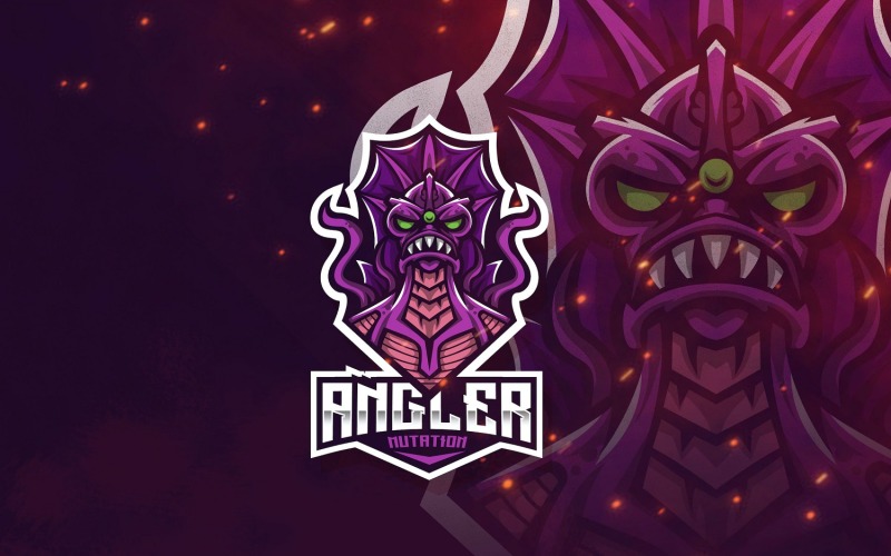 Download Шаблон логотипа "Angler Mutation Esport Logo Template" / Angler Mutation Esport Logo Template - Шаблон логотипа на тему графика esport,logoesport,gaming,logotemplate,character,illustration,vector,sport,graphic,logo,angler,monster,monstersea,mutation