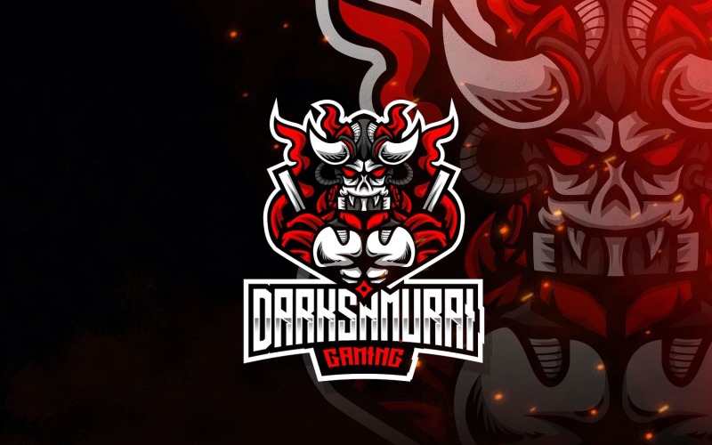 Download Шаблон логотипа "Dark Samurai Esport Logo Template" / Dark Samurai Esport Logo Template - Шаблон логотипа на тему графика esport,logoesport,gaming,logotemplate,character,illustration,vector,sport,graphic,logo,dark,samurai,ninja,japan,swordsman