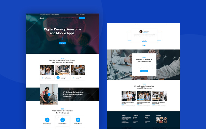 Download PSD шаблон "Digat - Digital PSD Template" / Digat - Digital PSD Template - PSD шаблон на тему информационные технологии digital,marketing,ranking,seo,company,optimized