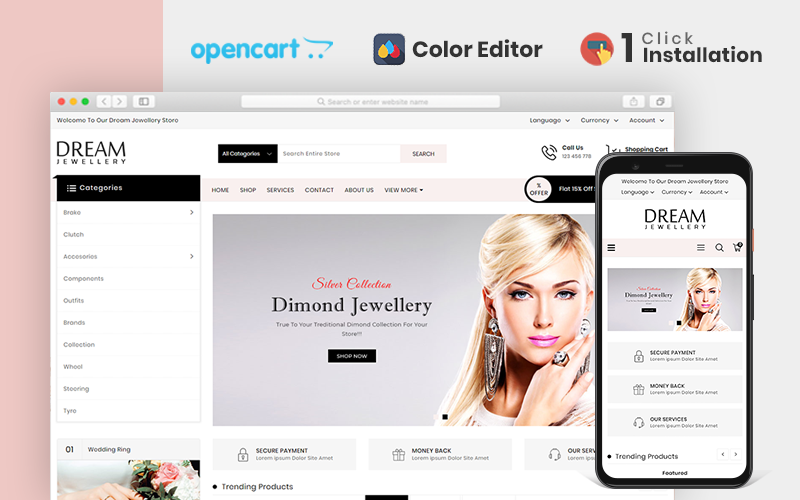 шаблон opencart ювелирного магазина мечты