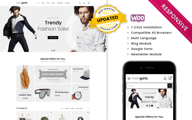 Fashgarb - адаптивная тема WooCommerce для магазина модной одежды