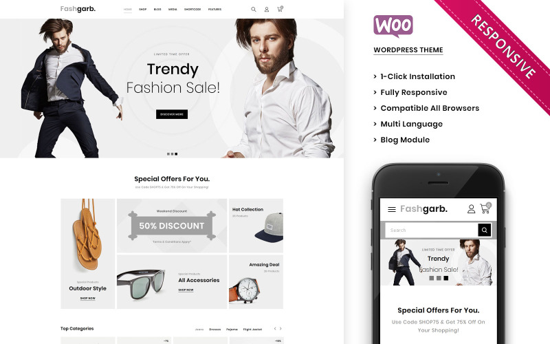 модный магазин отзывчивая тема woocommerce