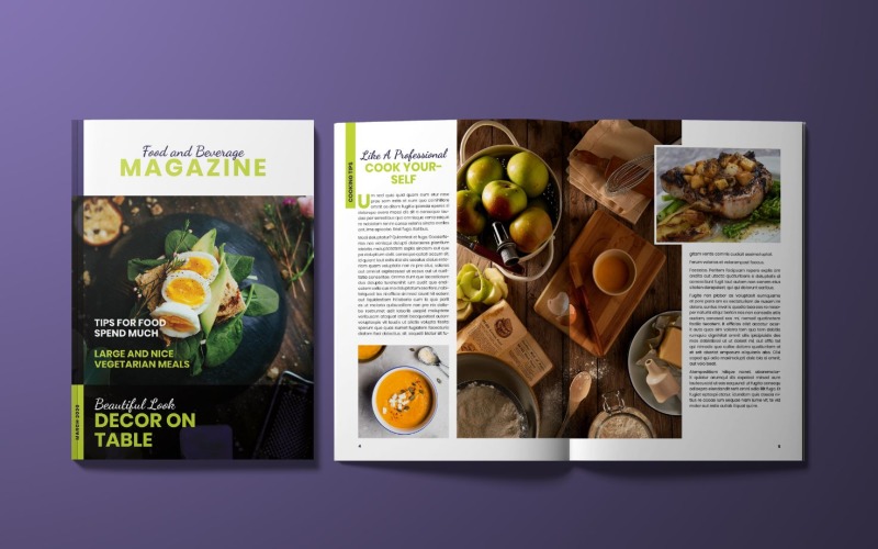 Download Magazine Template "Food Beverage Magazine Template" / Food Beverage Magazine Template - Magazine Template на тему графика magazine,template,print,editorial,catalog,brochure,look,layout,lifestyle,elegant,modern,clean,design,cover,page